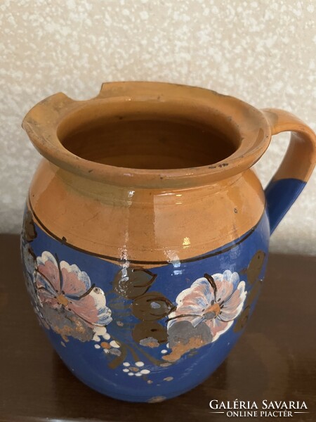 Antique blue-glazed earthenware pot