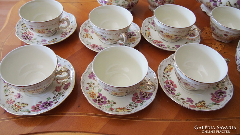 Zsolnay Pillangós teás készlet 12 személyes