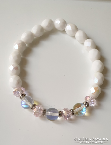 Elegant faceted glass necklace + bracelet set