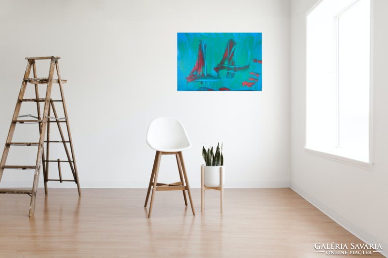 Sailing 55x46cm egyedi abstract vászonkép