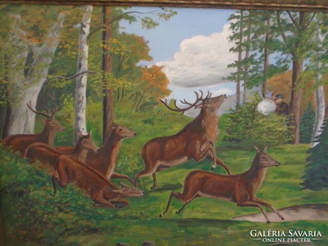 His painting by an antique, well-known painter - hunting scene is a beautiful, large-scale, unusual work