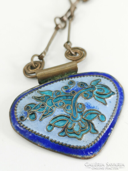 Industrial artist design enamel pendant + necklace - 1034