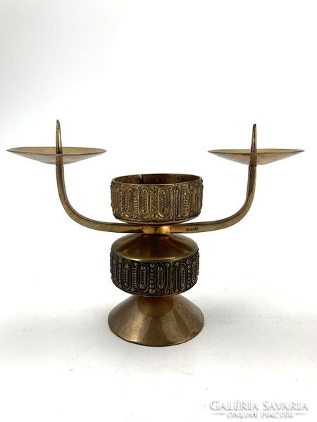 Pair of mid-century Hungarian artisan design candle holders, copper, designed by Gyula szabó - 4779
