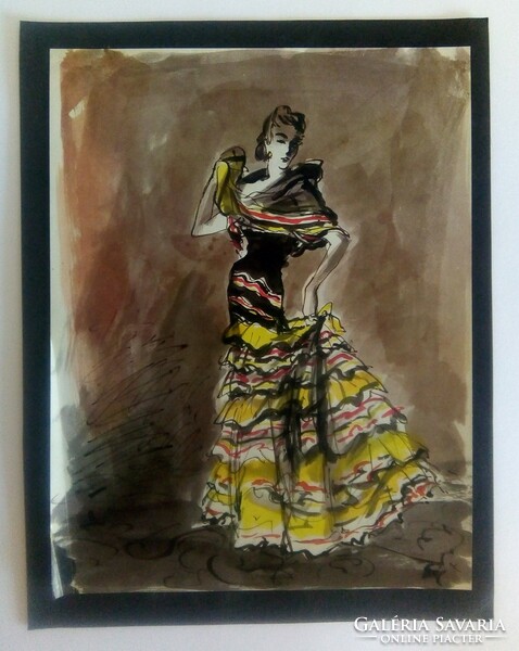 Carl erickson: vogue paquin dress design art deco lithograph 1938