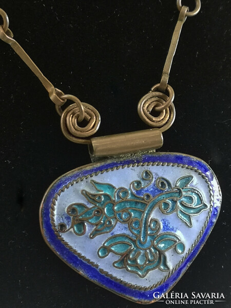 Industrial artist design enamel pendant + necklace - 1034