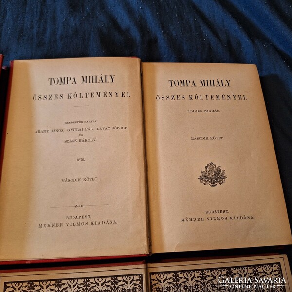 Complete first edition vilmos méhner 1870 all poems of mihály tompa i-iv with portrait of the poet