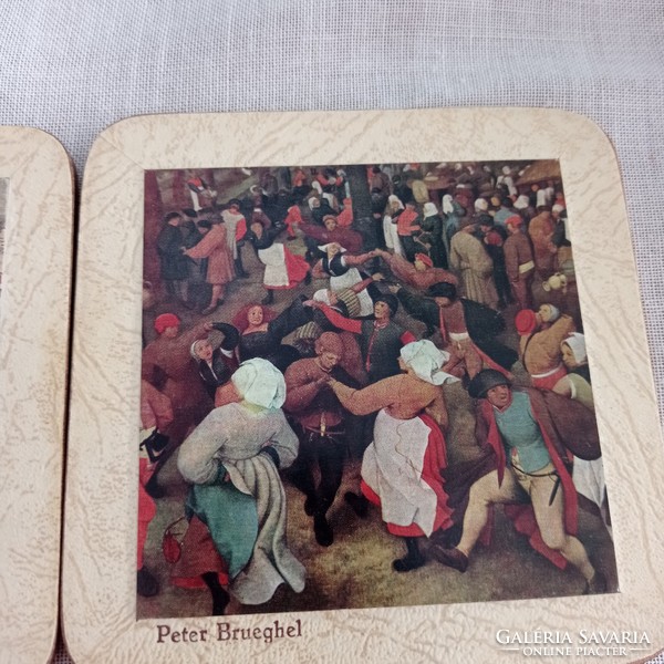 Peter Brueghel festményeivel díszített parafa poháralátét 6 db