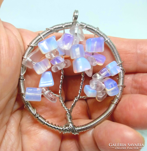 Opal stone tree of life pendant gift with 316l stainless steel chain 87