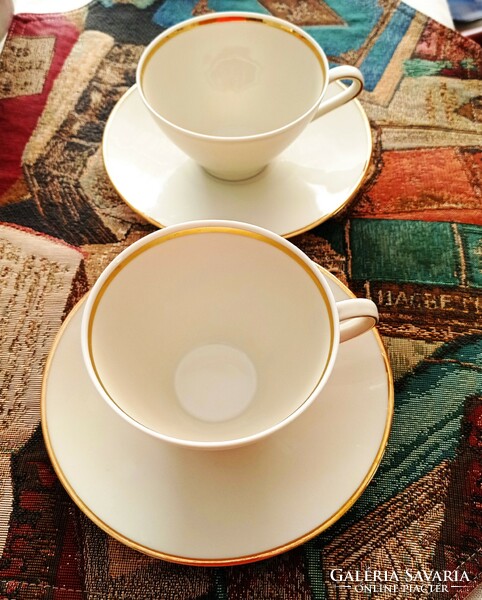 Porcelán teás csésze tányérral, Winterling, vastag aranyozással