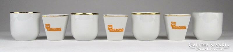 1O075 Vegyes Hollóházi porcelán stampedlis pohár készlet 7 darab