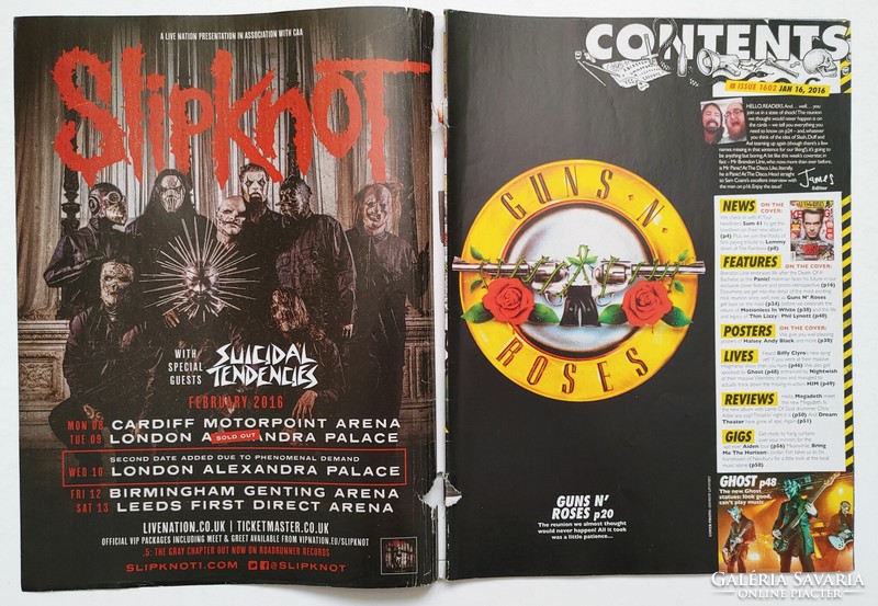 Kerrang magazin 16/1/16 Sum 41 Motionless In White Lynott Motorhead PVRIS Clyro Ghost Megadeth Slave