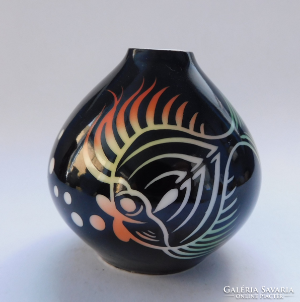 Wallendorf hand-painted mini vase with fish balls, violet vase 6.5 Cm