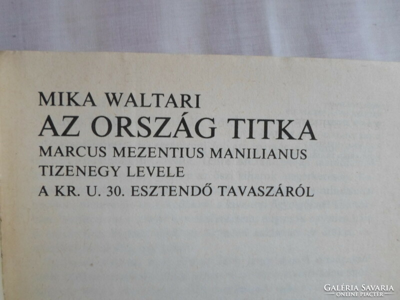 Mika Waltari: Az ország titka – Marcus Mezentius levelei (Európa, 1984)
