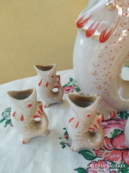 Russian fish-shaped porcelain brandy set for sale! Fish + 4 small fish