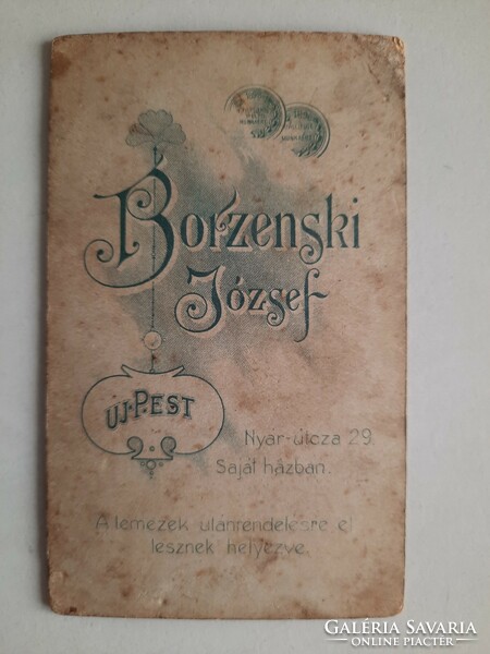 Antik vizitkártya (CdV) fotó, anya gyermekével, Borzenski József, Újpest