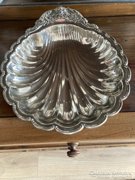 Huge silver-plated tray / shell-shaped centerpiece