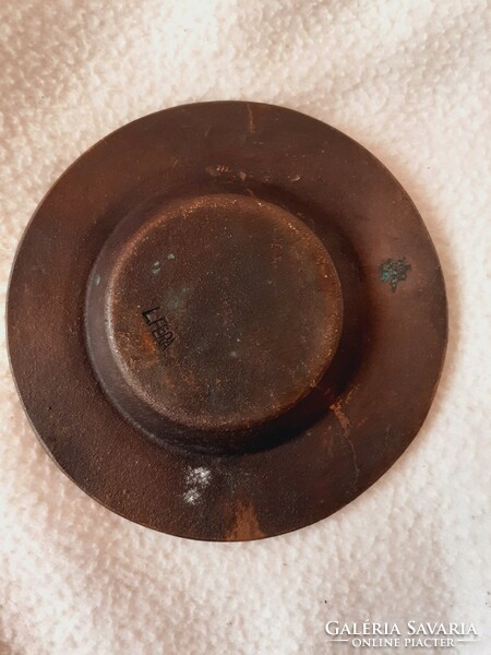 B. Laborcz flora copper bowl ashtray marked retro ornament