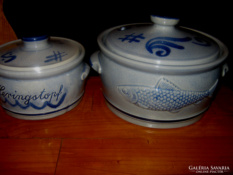 2 db Vintage Kerámia halas edény  Marzy & Remy kő porcelán