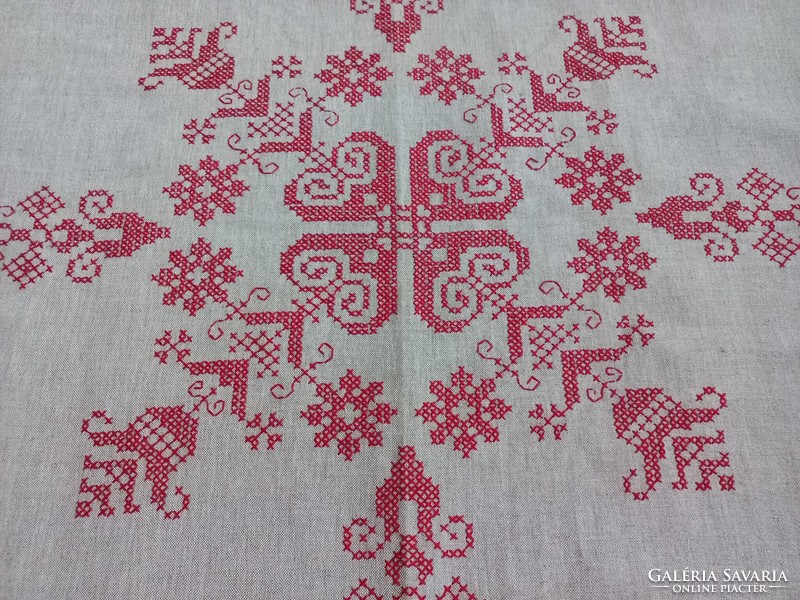Linen cross stitch tablecloth 155 x 120 cm