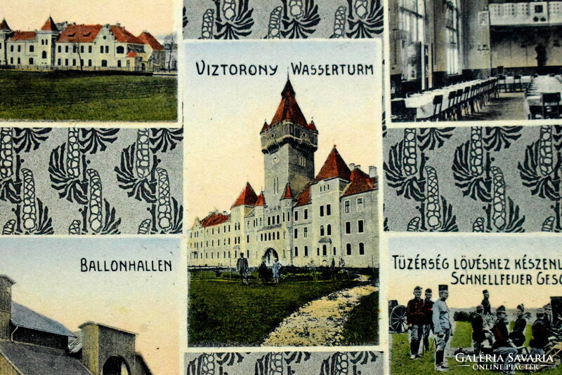 Hajmáskér sec. Mosaic tile - officer's residence, casino, airship hall, water tower, artillery readiness