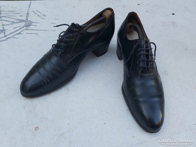 Vintage hand-sewn men's latin dance shoes with Budavári mark, black leather, size 46-46.5