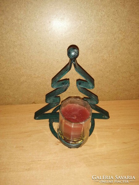 Metal candle holder in the shape of a Christmas tree with a candle - 19 cm high (32/d)