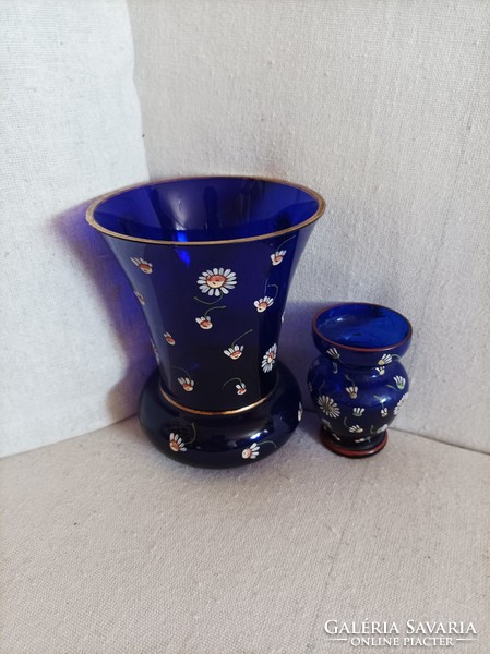 Kobalt kék Parádi üveg vázák a nagy és a kicsi