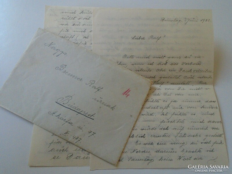 D197964 letter 1932 Budapest - to Mr. (Ralf) Adolf Brenner with content Budapest