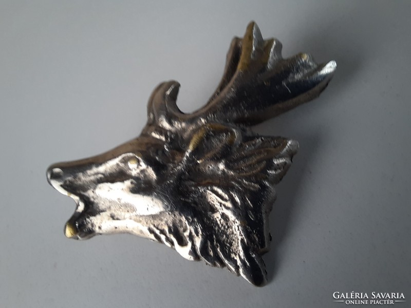 Vintage deer head metal badge, brooch, jewel