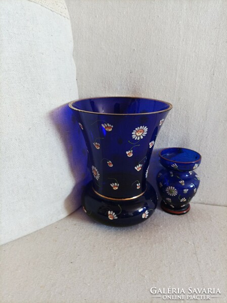 Cobalt blue parade glass vases, large and small