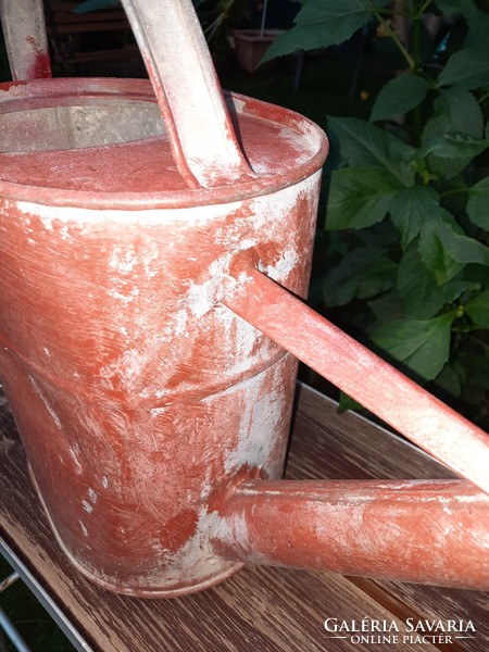 Found an antique tin watering can in used condition - more like a decoration