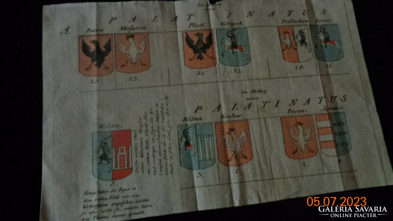Old paper, rr, Palatianus terrae old coat of arms drawings of Smolensk, Grand Duchy ..