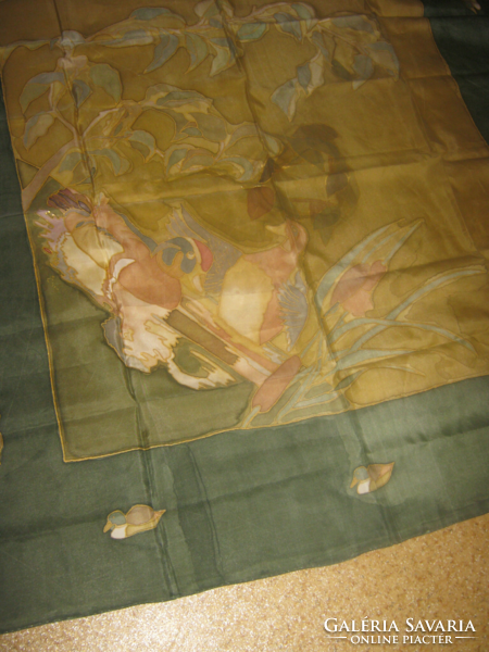 Hand-dyed silk scarf duck