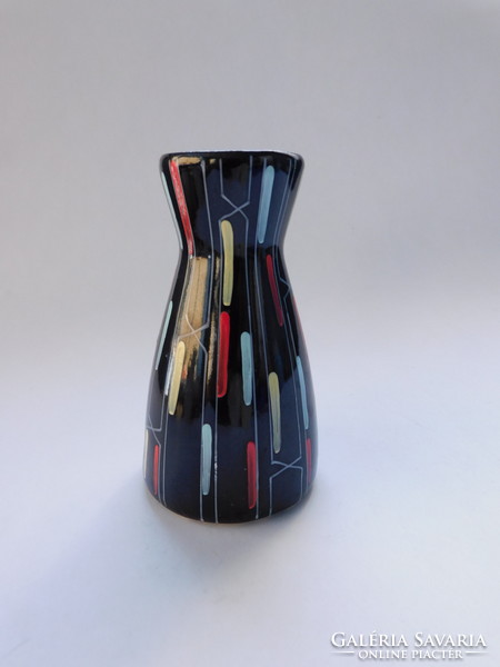 Retro ceramic vase with geometric decor - 70s