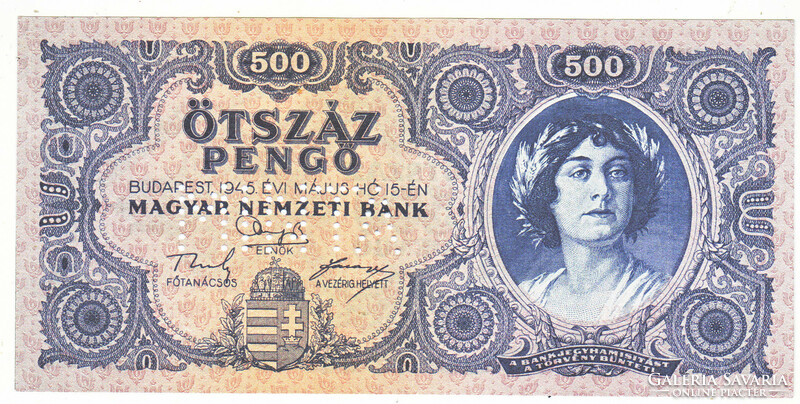 Magyarország 500 pengő REPLIKA MINTA 1945