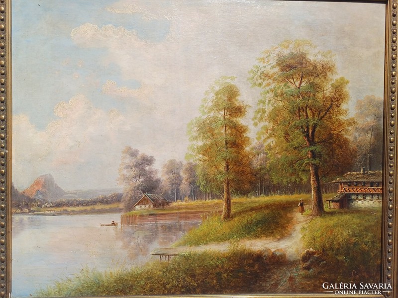 Antique landscape painting of an Alpine nature, Austrian or German-Great Plains, 1800s