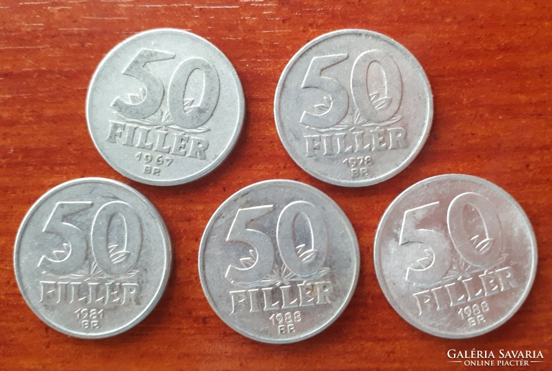 5 50-filer coins 1967,,,1988