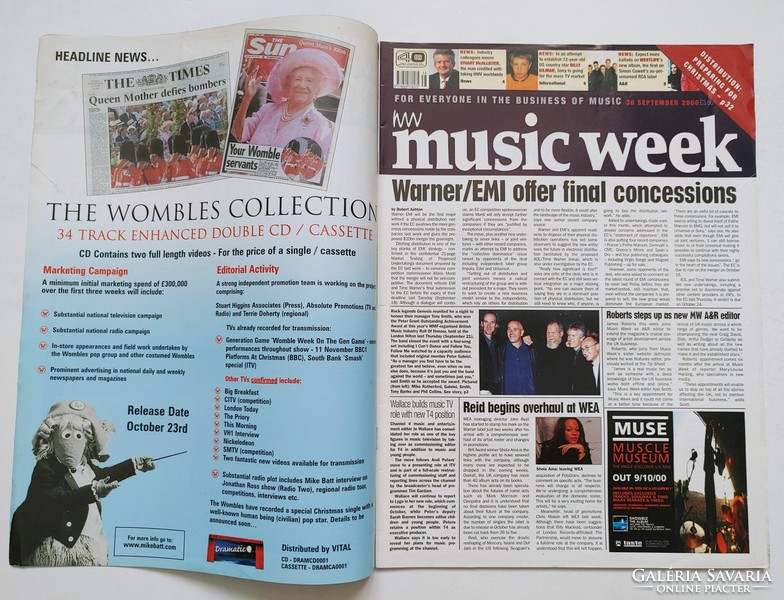 Music Week magazin 00/9/30 Wombles Collection Everclear Westlife Dido