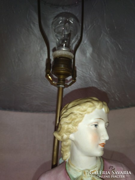 Hatalmas Gyönyörű Vintage 91cm magas porcelán barokk stílusú asztali komplett lámpa