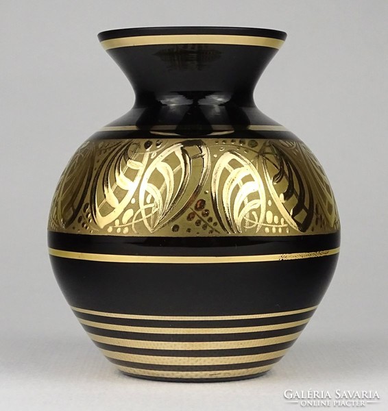 1O087 old gilded glass vase spherical vase 9 cm