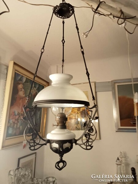 Original antique Art Nouveau chandelier lamp renovated