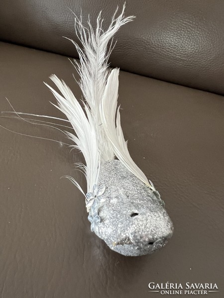 Silver-tipped bird Christmas tree decoration