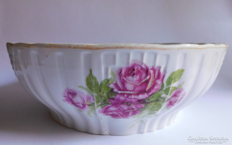 Antique Zsolnay rose pattern coma bowl 26 cm