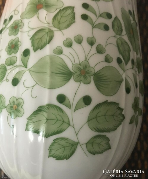Hollóházi váza - Zöld mintás