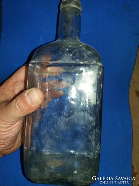 Antik téglatest alakú pocakos üveg palack, 05 literes, gyűjtőknek a képek szerint