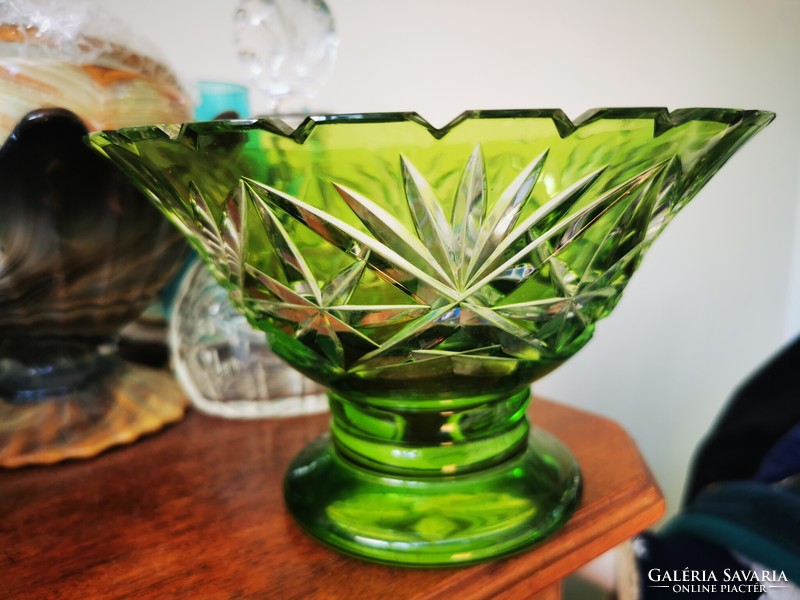 Antique footed crystal serving bowl