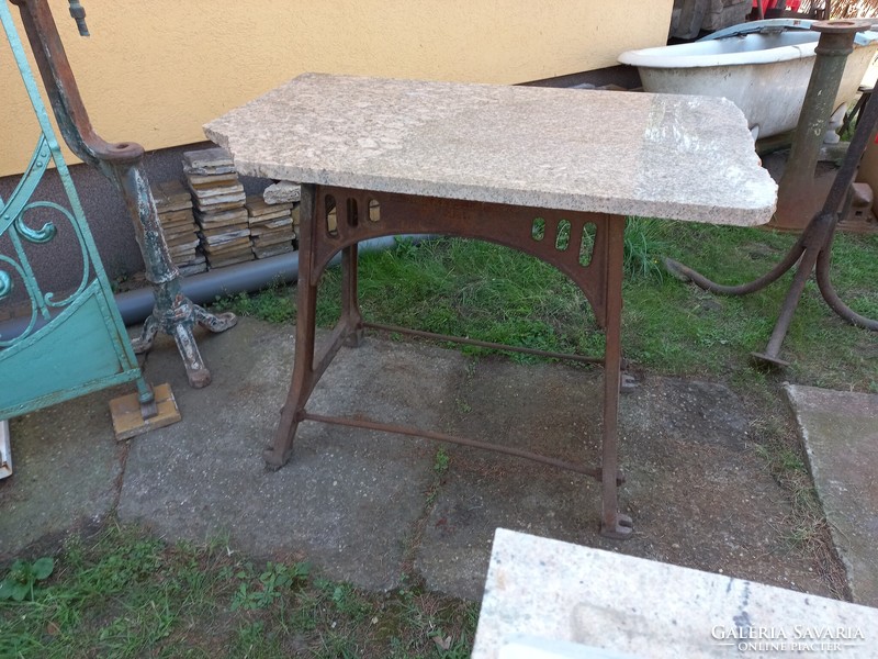 Iron table with marble top