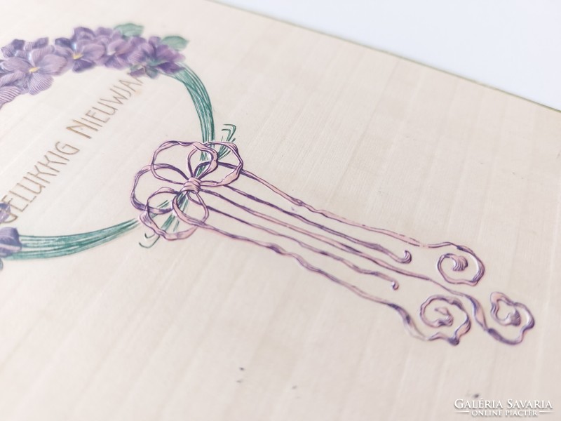 Régi virágos képeslap szecessziós levelezőlap ibolya