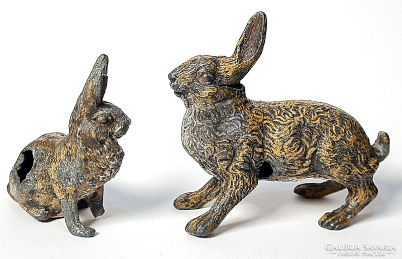 Antik fém nyuszi figurák az 1800-as évekből