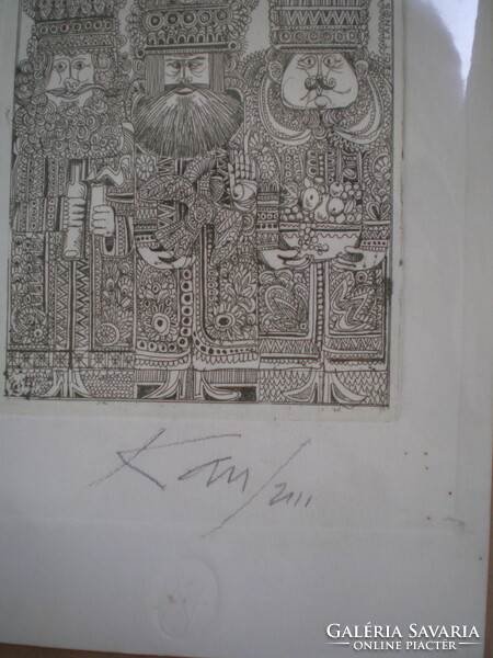 János Kass three kings etching. Special, very rare.